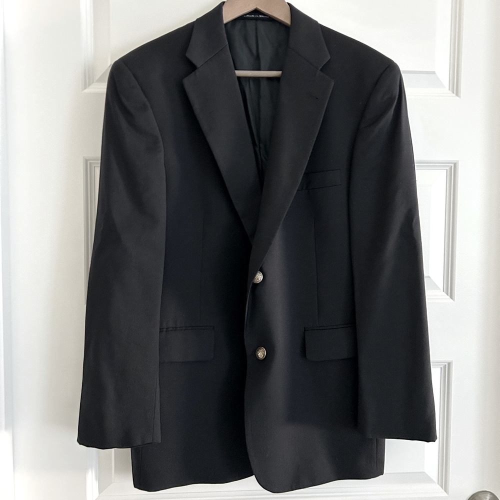 Austin Reed Men’s Wool Blazer Black with Gold Buttons Size 40S